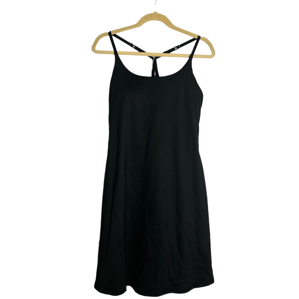 NWT Halara Black Adjustable Strap Racer Back Athletic Mini Dress Built In Shorts